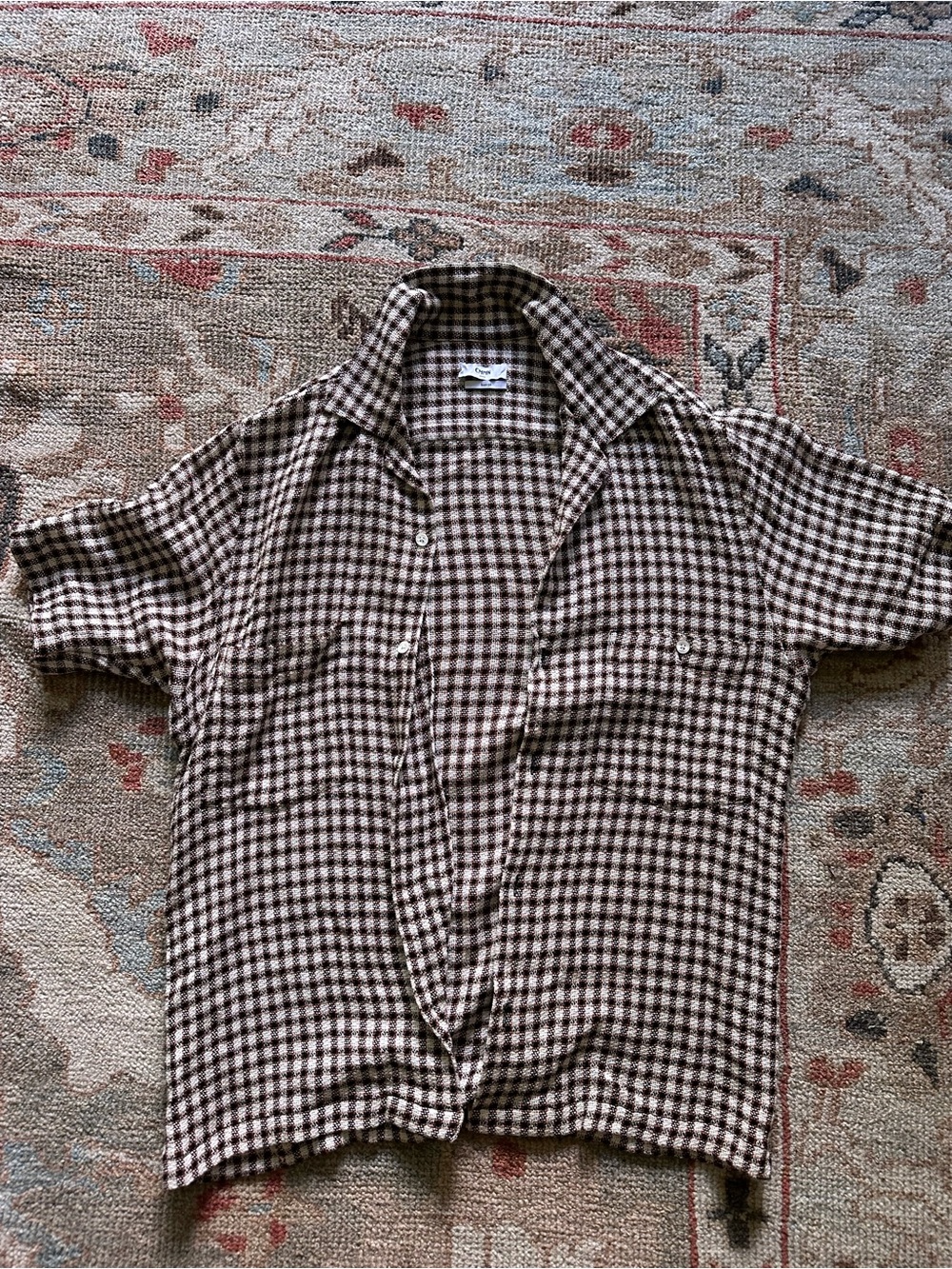 CMMN SWDN - Casual Brown Check Short-Sleeve Shirt
Linen and cotton